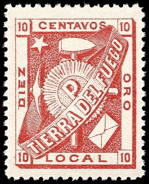 10 centavo stamp of tierra del fuego